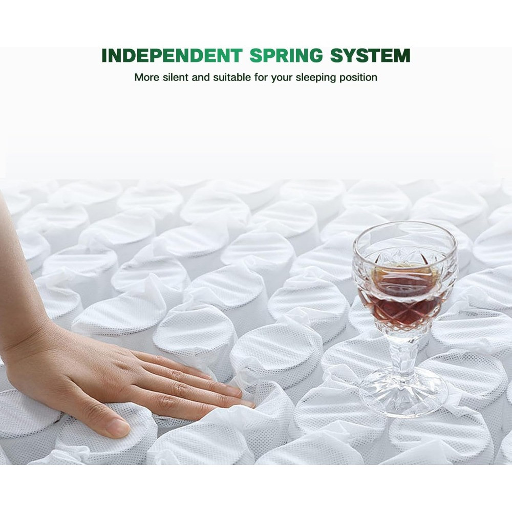 Independent spring system feature with close-up of pocket springs